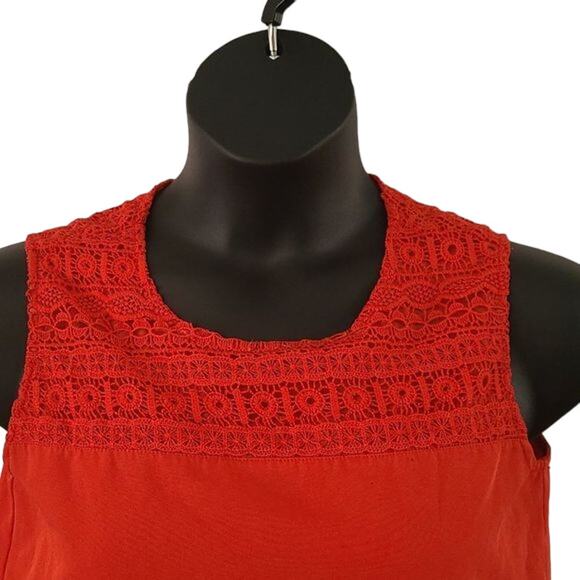 NYLA Lace Embellished Neckline Sleeveless Blouse - Size Large, Red - Picture 5 of 8